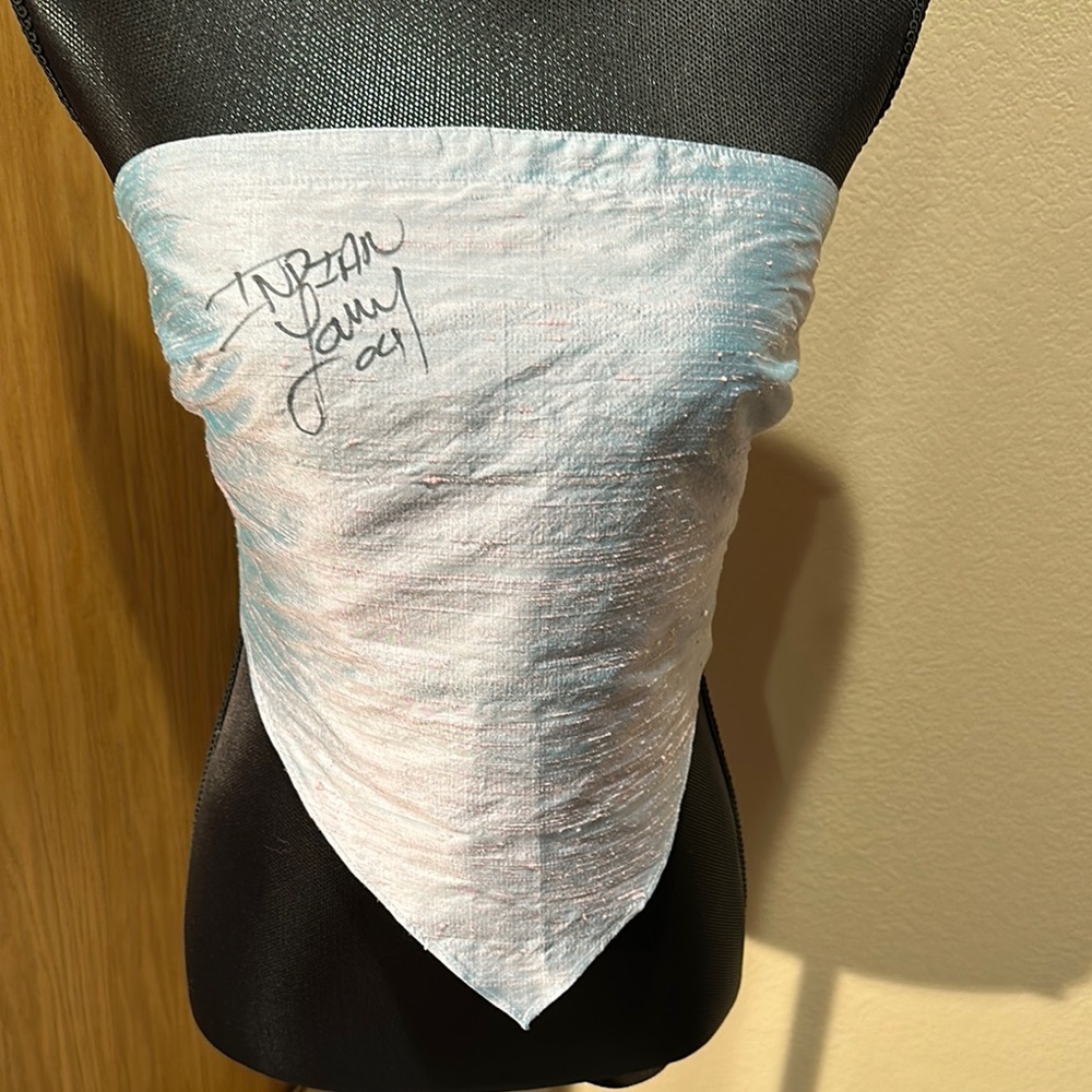 Autographed by Indian Larry, Light Blue BeBe top